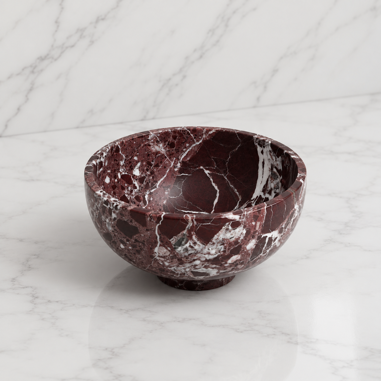 Frugtskål i Rosso Levanto Marmor